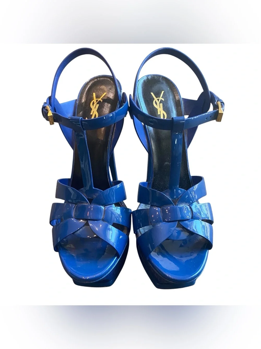 Saint Laurent 105mm Tribute T-Strap Leather Slingback Platform Stiletto Sandals - Picture 3 of 6